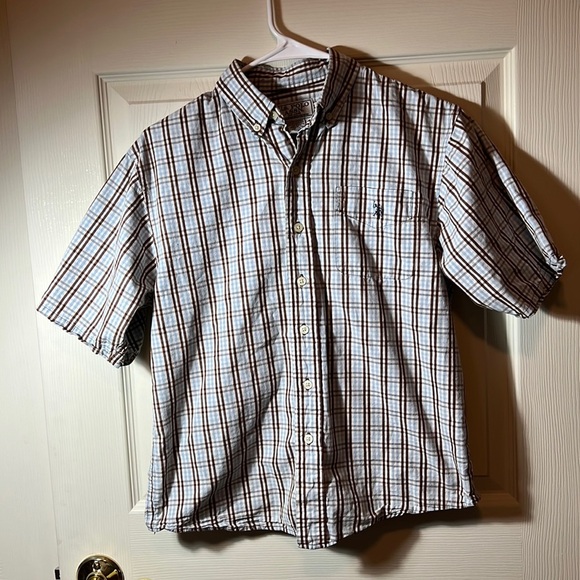 Boys Size Large U.S. Polo Assn. Plaid Button Down Collared Shirt - Picture 1 of 6